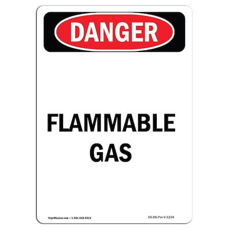 Signmission Safety Sign, OSHA Danger, 5" Height, Portrait Flammable Gas, Portrait, 10PK OS-DS-D-35-V-1234-10PK